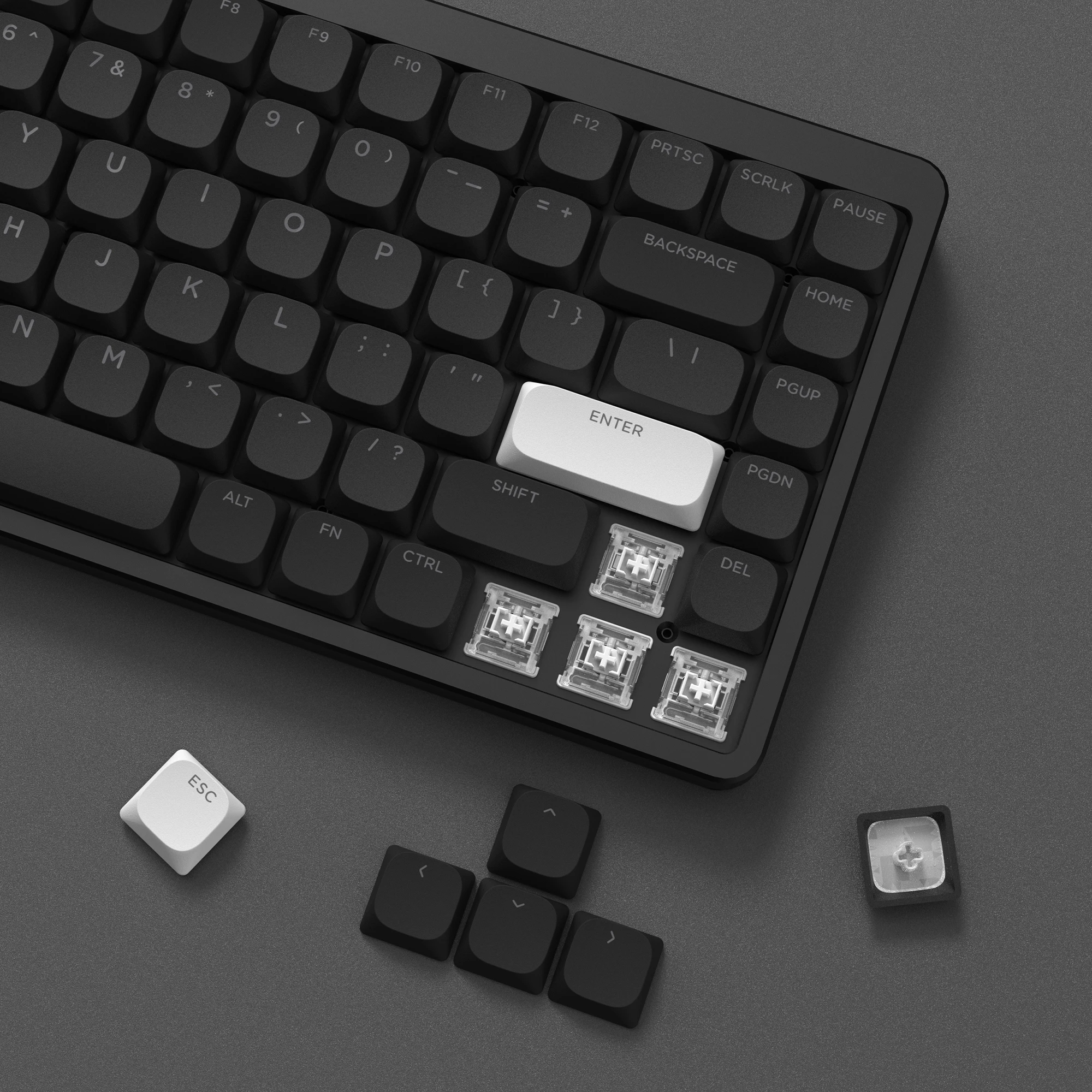 143 Key Low Profile Black Slim Keycap Double Shot PBT Keycaps for