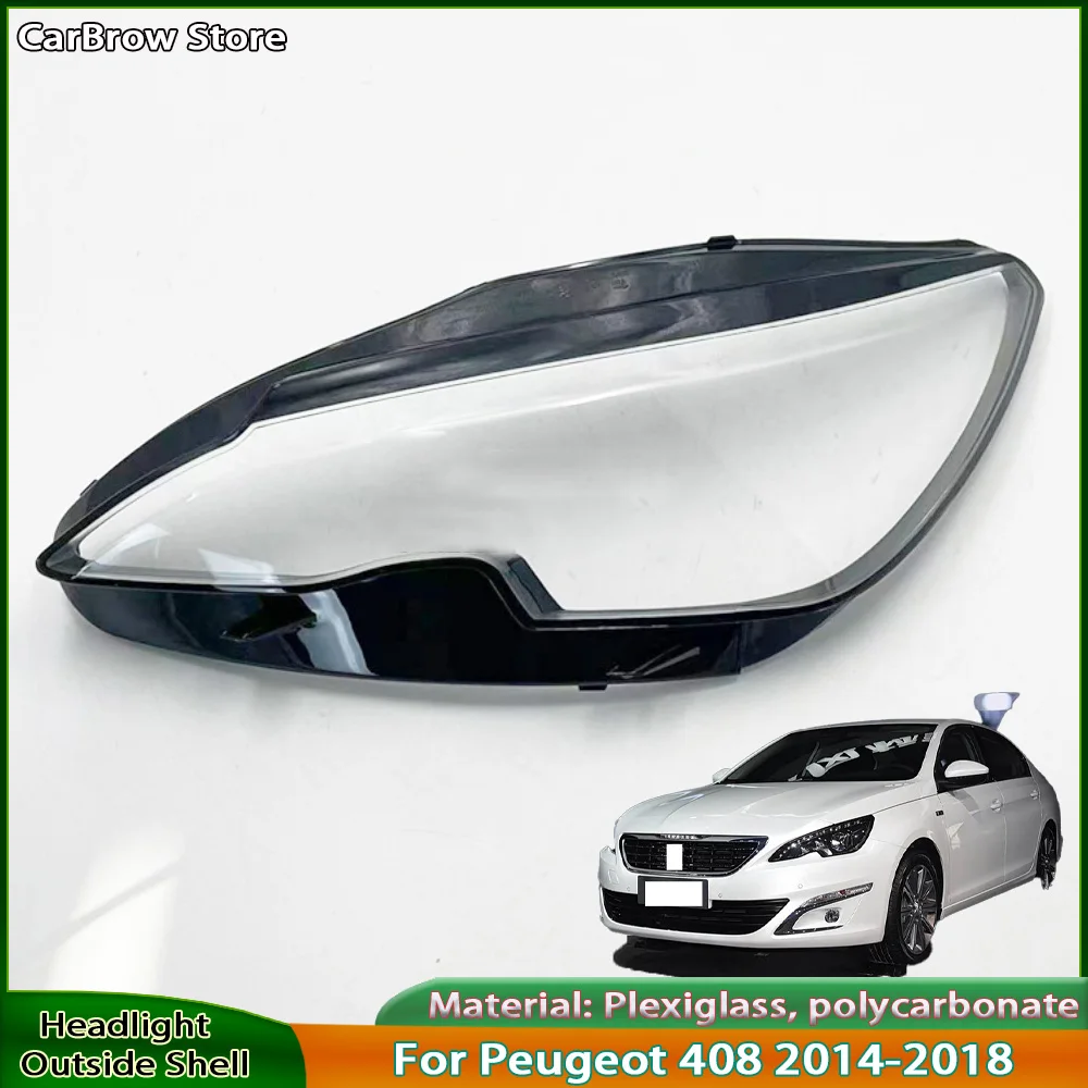 For Peugeot 408 High configuration 2014 to 2018 Headlamp Bulb Cover Clear Headlight Lens Protector Shell Accessories