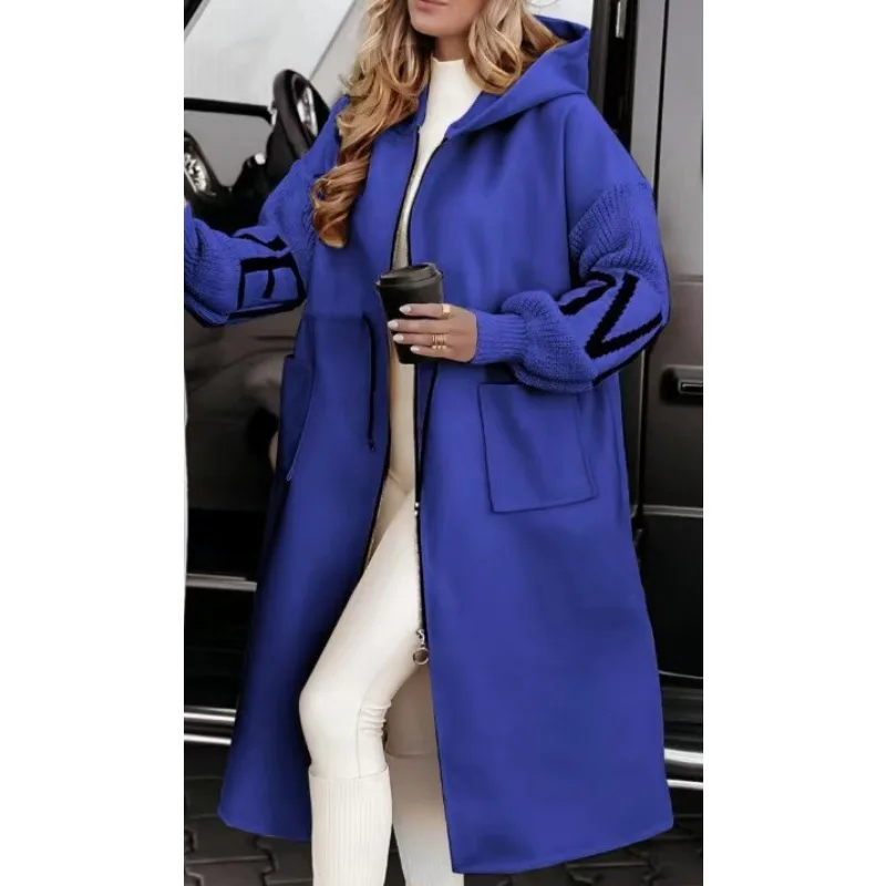 

Tinaa, корейский вязаный длинный кардиган для женщин, осень-зима 2022, теплый свитер с капюшоном и длинными рукавами, карманы, лоскутный свитер, пальто 194872