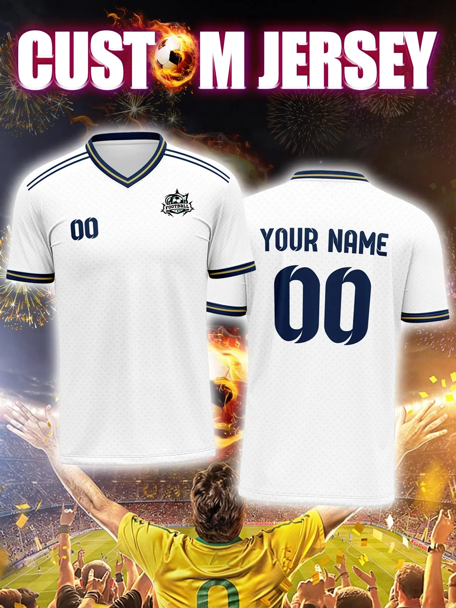 New 2026 Sports V-neck Jersey - Customizable with Name and Number, Quick-drying, Breathable, Comfortable, Casual, Gym, Running