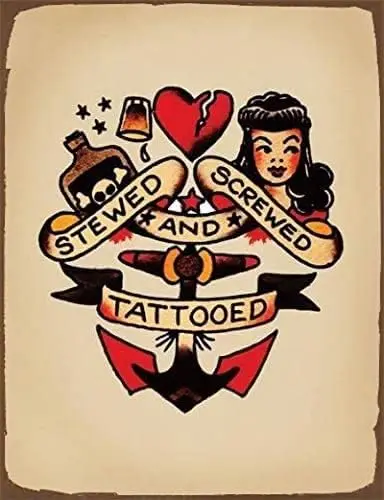 Оригинальный Сейлор Джерри пин ИБП жестяной знак Декор металлическая пластина Алюминиевый металлический знак 8x12 дюймов