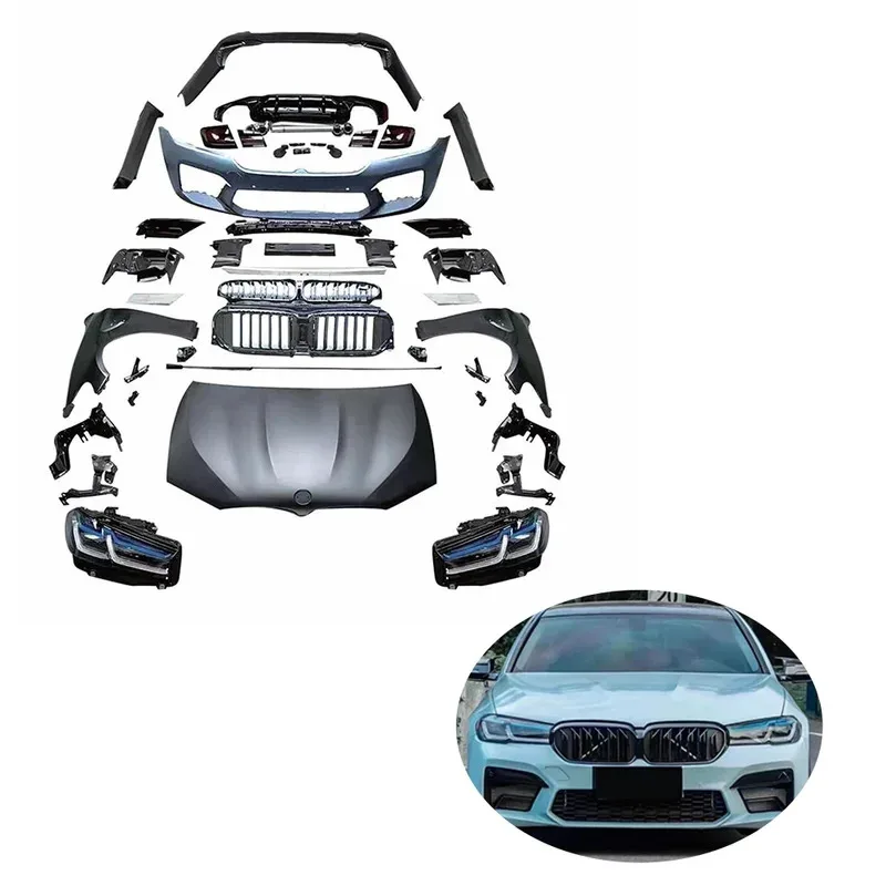 

Фары, боковая юбка, задняя комбинированная резервная лампа, бампер, решетка, обновление 2022 G30 M5, комплект кузова для 5 серии F10 F18