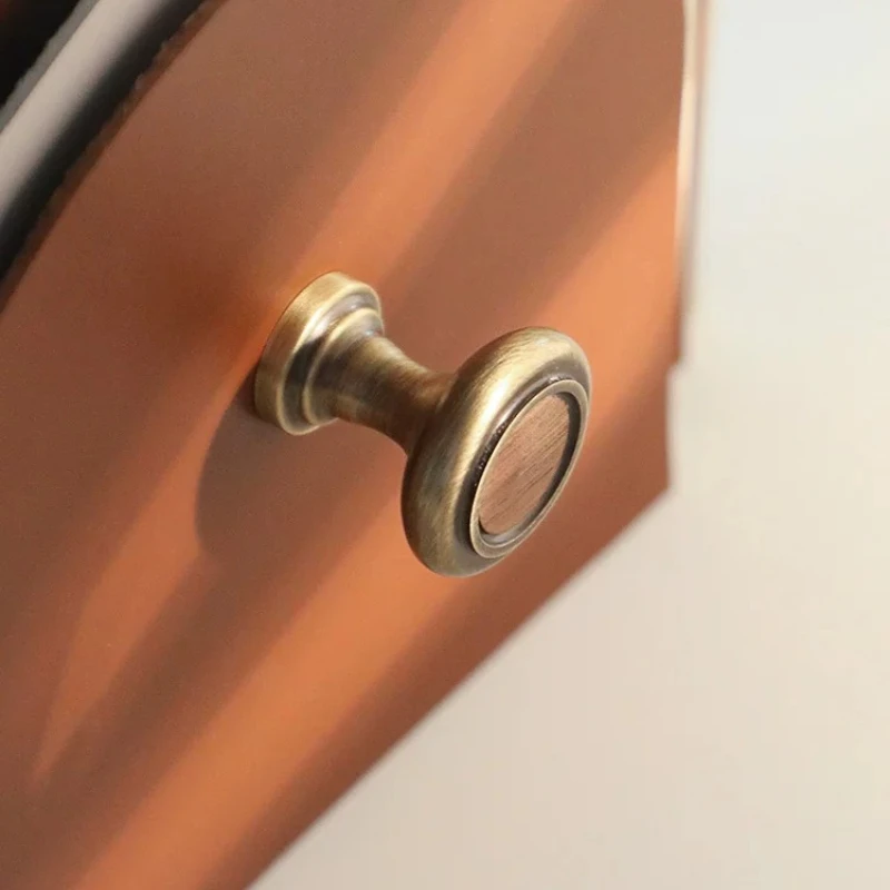 Brass Four-color Retro Style Light Luxury Drawer Cabinet Door Wardrobe Door Shoe Walnut Single Hole Circular Small Handle