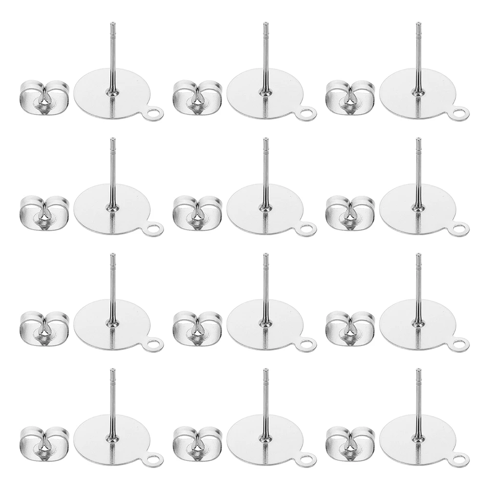 

100 set Earring Flat Studs Stainless Diy Jewelry Stud Earring Posts Findings Making Locking Butterfly Hardware