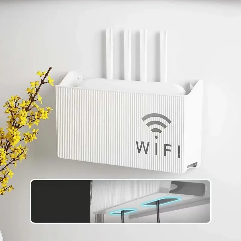 Wall Mounted Wireless Wifi Router Shelf ABS Plastic Storage Box Router Rack Cable Power Bracket Organizer Box for Living Room