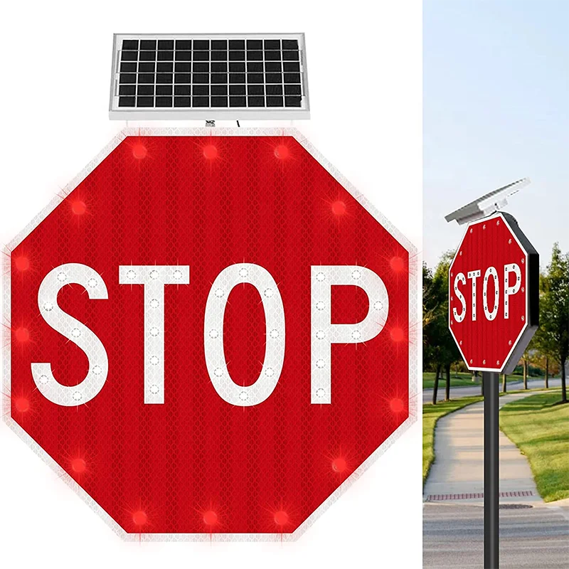 

Hot Sale Reflective Solar Panel Signs Stop Traffic Flashing Sign Led Traffic Sign