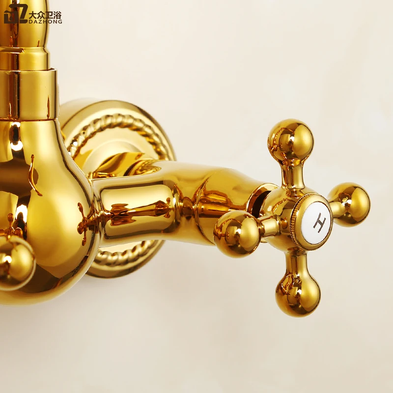 

Gold all-copper bathtub faucet European style shower faucet bathroom simple shower faucet cold and hot