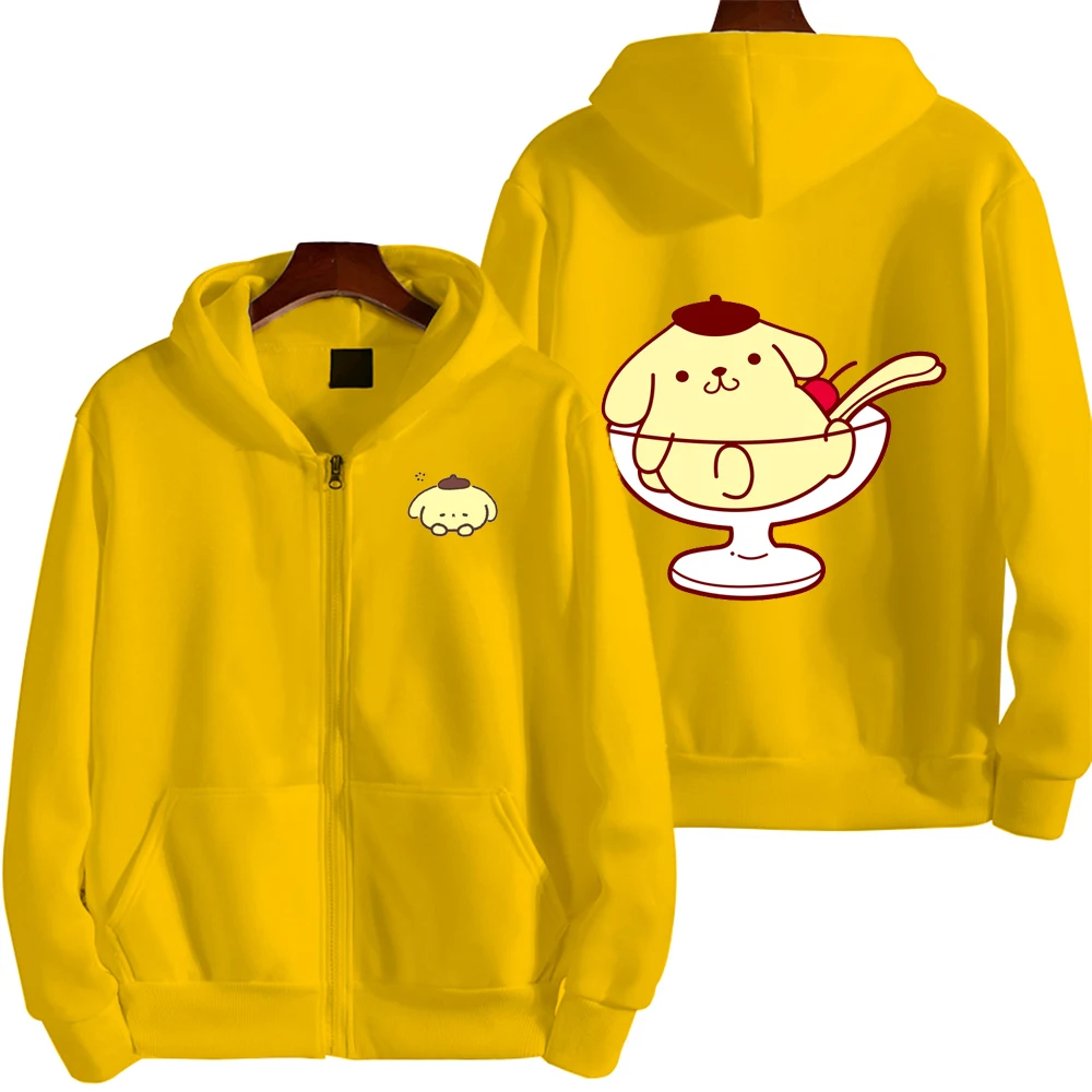 Cute Pom Pom Purin Cartoon Men Hoodie Spring Autumn Women Oversized Sweatshirt With Zipper New Cartoon Anime Couple Coat