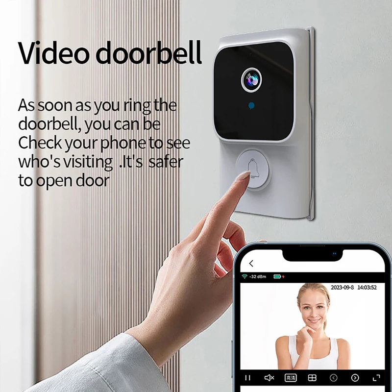 Tuya WiFi Video Doorbell Low Consumption Wake Up Doorbell Visual Door Peephole Home Security Door Chime Infrared Night Vision