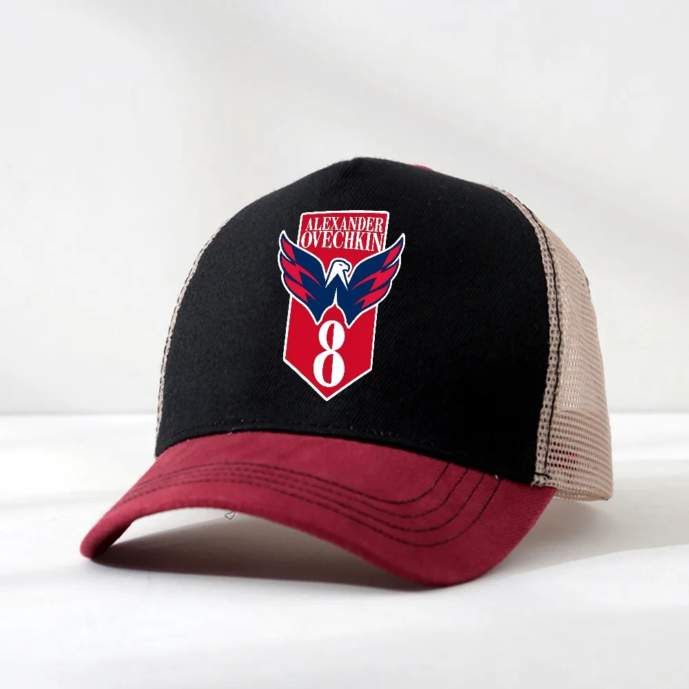 

Russia #8 Alexander Ovechkin Logo Washington Captain Baseball Cap Adjustable Hat men Snapback caps Mesh breathable Trucker Caps
