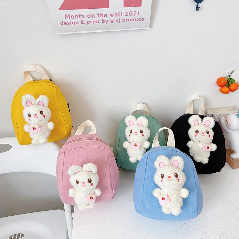 

Children's mini small school bag baby backpack bunny plush backpack