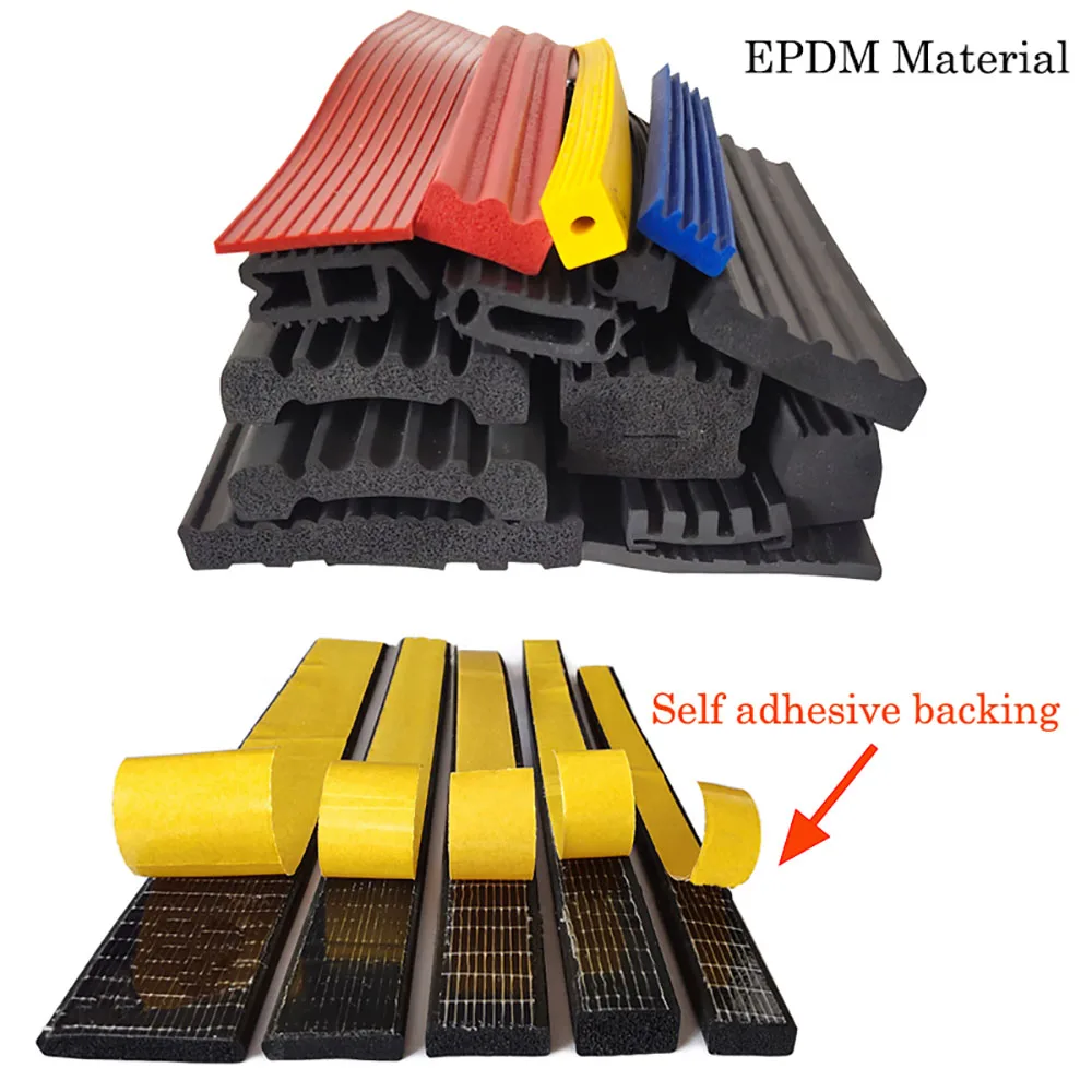 1/3/5m Window Door Soundproof Anti-Collision Sealingl Gasket Self Adhesive Sponge Seal Strip EPDM Rubber Single Sided Adhesive