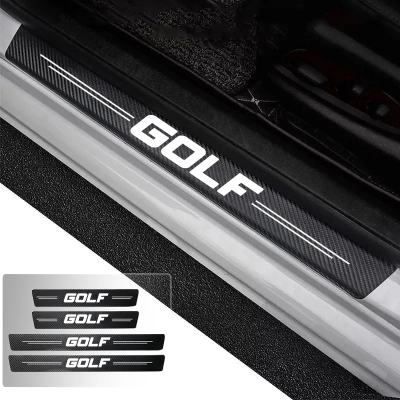 Car Door Sill Carbon Fiber Sticker Threshold Side Anti Scratch Waterproof For Volkswagen VW Golf MK2 MK3 MK4 MK6 MK7 8 Stickers