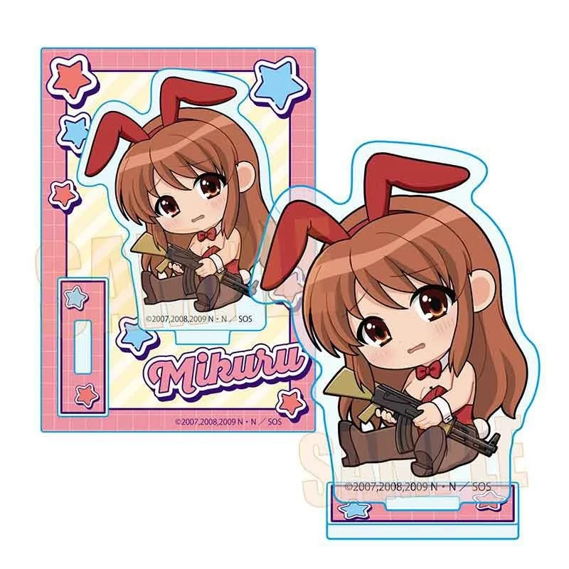 Cartoon Character Anime The Melancholy of Haruhi Suzumiya 10CM Acrylic Stand Figure Keychain Mikuru Asahina Kyon Haruhi Suzumiya