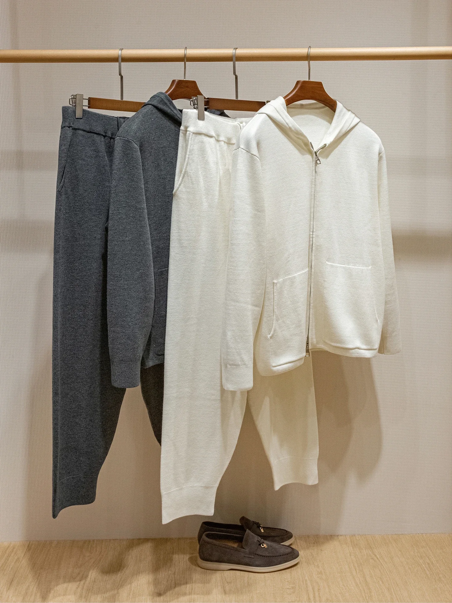 

DUL mulberry silk wool blend sports zipper hoodie jacket set