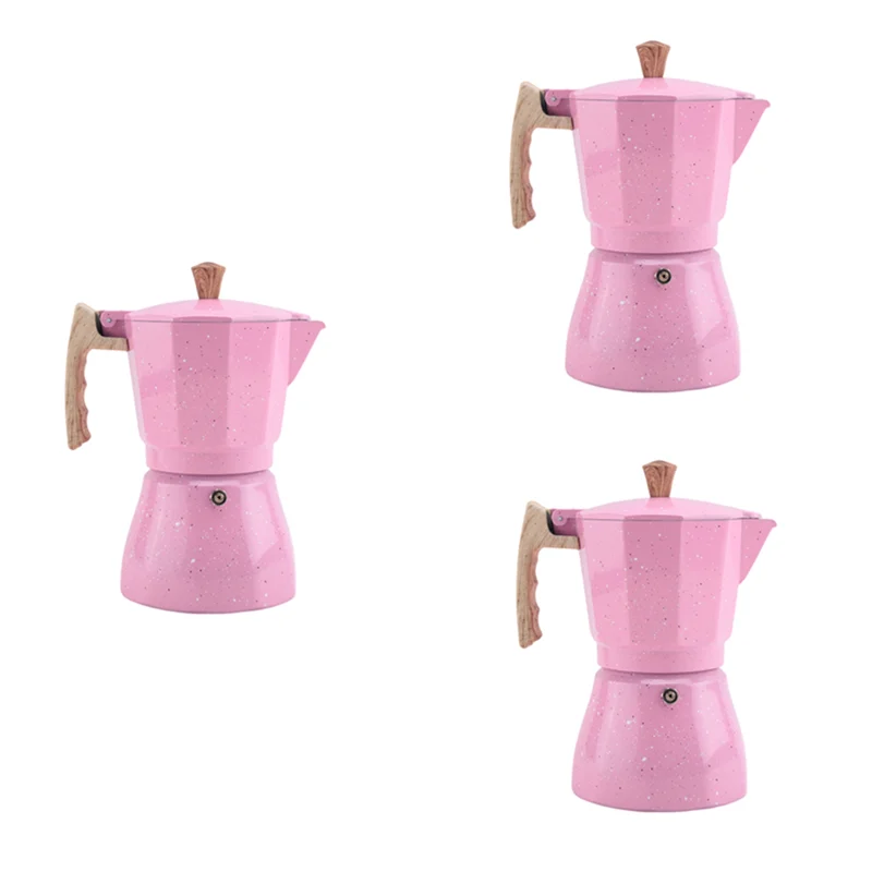 

Кофеварка ABAH-3X Latte Mocha, итальянская кофеварка Moka Espresso Cafeteira, перколятор, плита, кофеварка, 300 мл, розовая