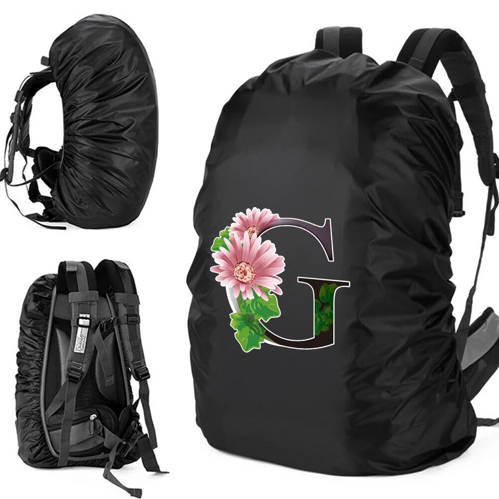 Travel Backpack Rain Cover Hiking Climbing Bag Case Waterproof Rain Cover for Backpack 20L-70L Initials Name Flower Color Print