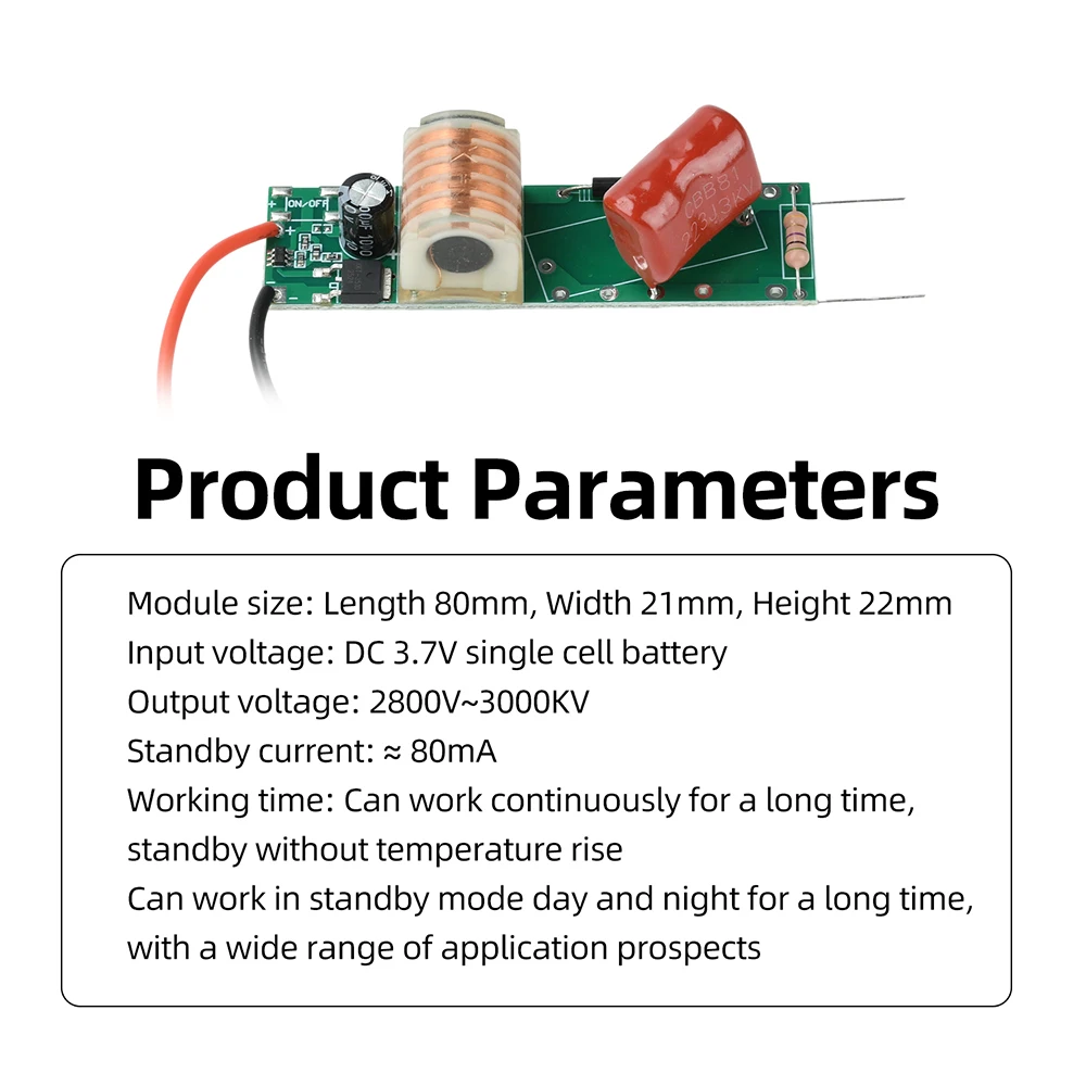 Hochleistungs-Boost-Spulenmodul 3,7V-3000V Hochspannungs-Lichtbogenimpuls für elektrische Mückenklatschen und Schädlingsbekämpfung – Detail 6