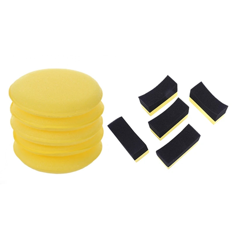 

10 Pcs Car Wax Polish Applicator Pad Soft Foam Sponge Pads, 5 Pcs A & 5 Pcs B