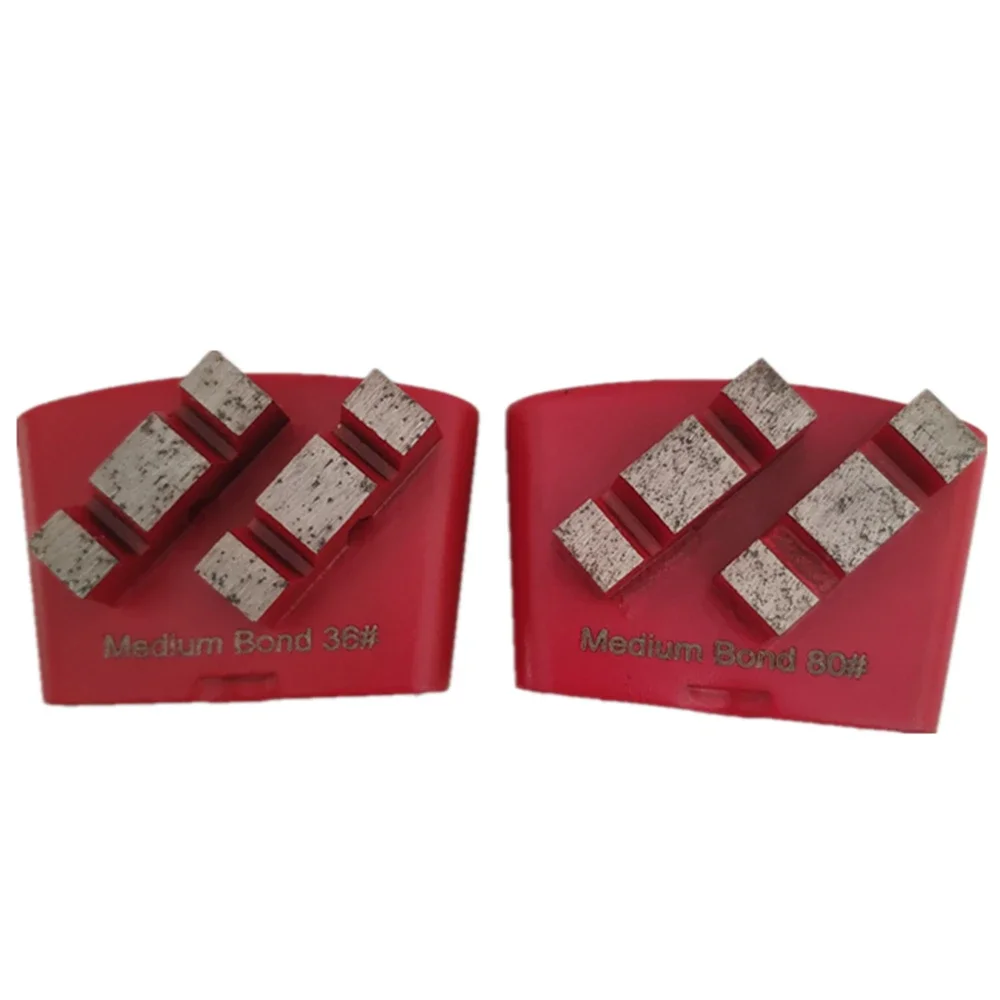 Tamponi abrasivi diamantati EZ da 9 pezzi con due segmenti metallici a forma di M per pavimenti in cemento grosso