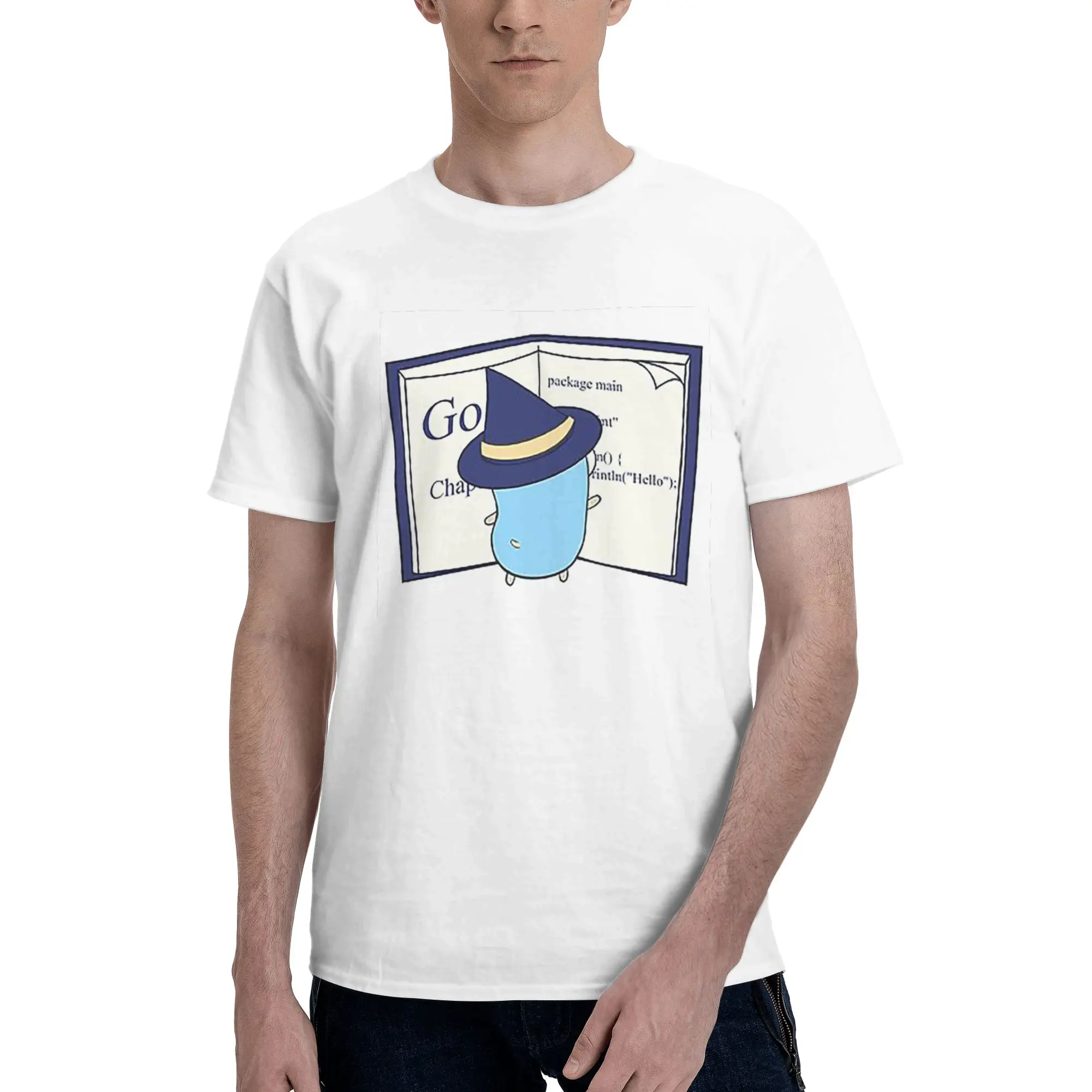 

Футболка из 100% хлопка The Go Gopher Golang Witch Learning, мужские футболки большого размера, мужские футболки с круглым вырезом и коротким рукавом, S-6XL