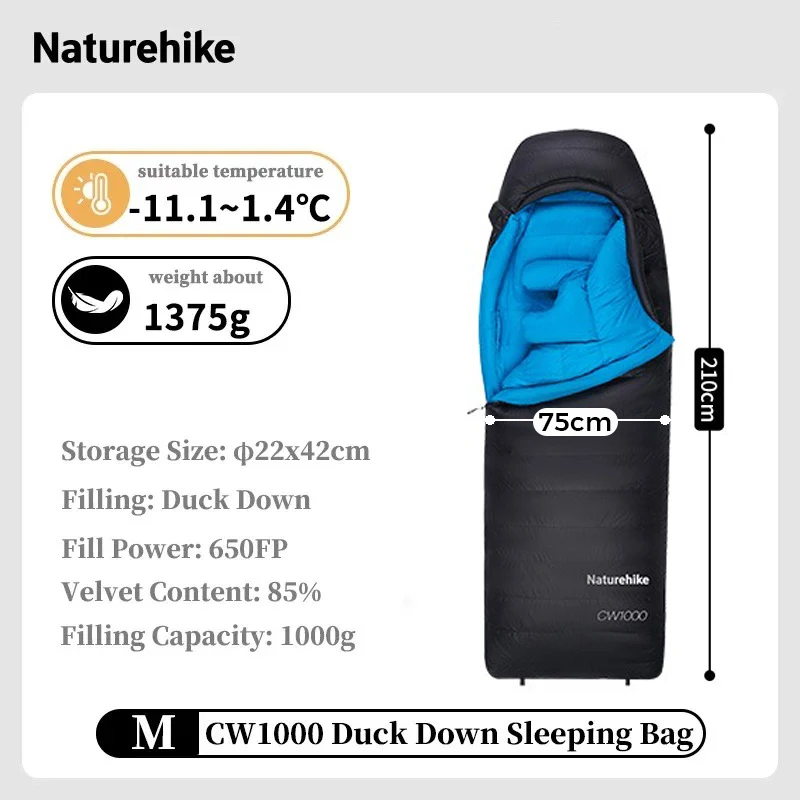 Naturehike 冬ダウン寝袋 CW400 大人 650FP ダックダウン暖かい寝袋 4