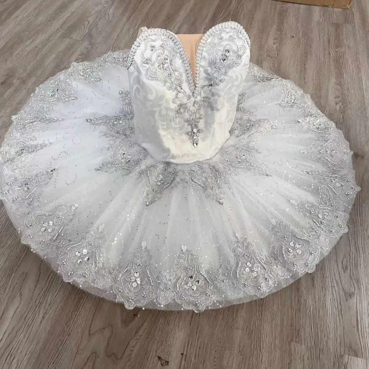 Danyi Dance tutusimple Adult Children White Silver Fairy Ballet tutu disk skirt Competition costume