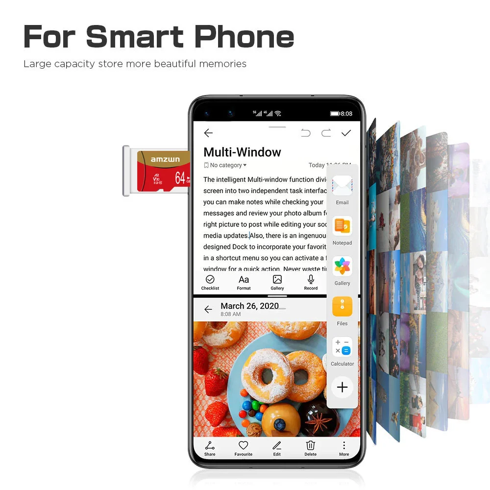 بطاقة ذاكرة AMZWN Micro TF/SD فئة 10 سعة صغيرة سعة 32 جيجابايت 64 جيجابايت 128 جيجابايت 256 جيجابايت مناسبة للكاميرات والهواتف المحمولة