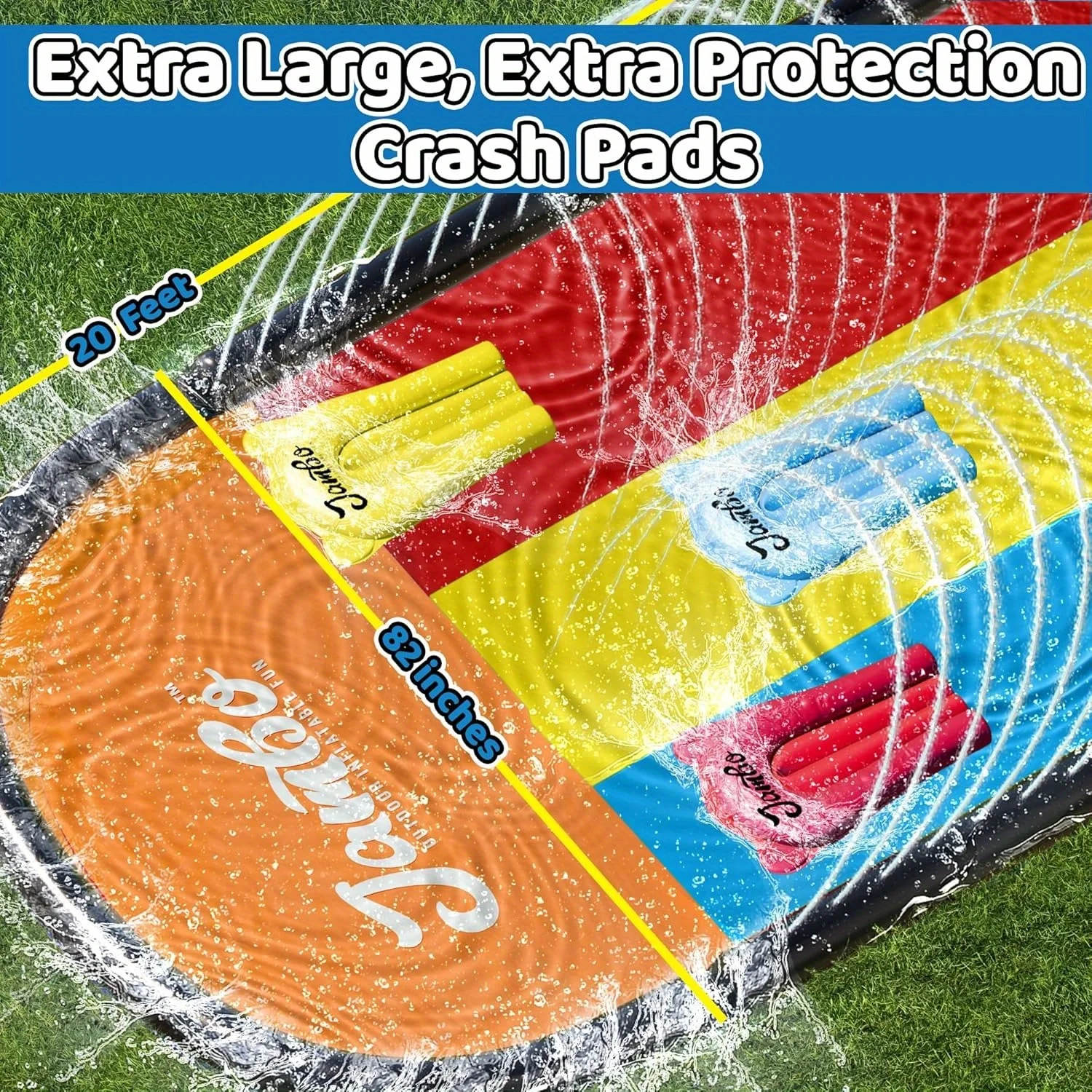 PVC children\'s three-person waterslide parent-child outdoor lawn spray surfboard toy