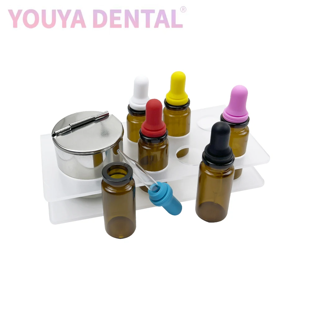 

Dental Dropper Bottles Colored Bottle Caps Medicinal Dropper Bottles Cotton Jars Acrylic Plastic Storage Rack Oral Hygiene Tools