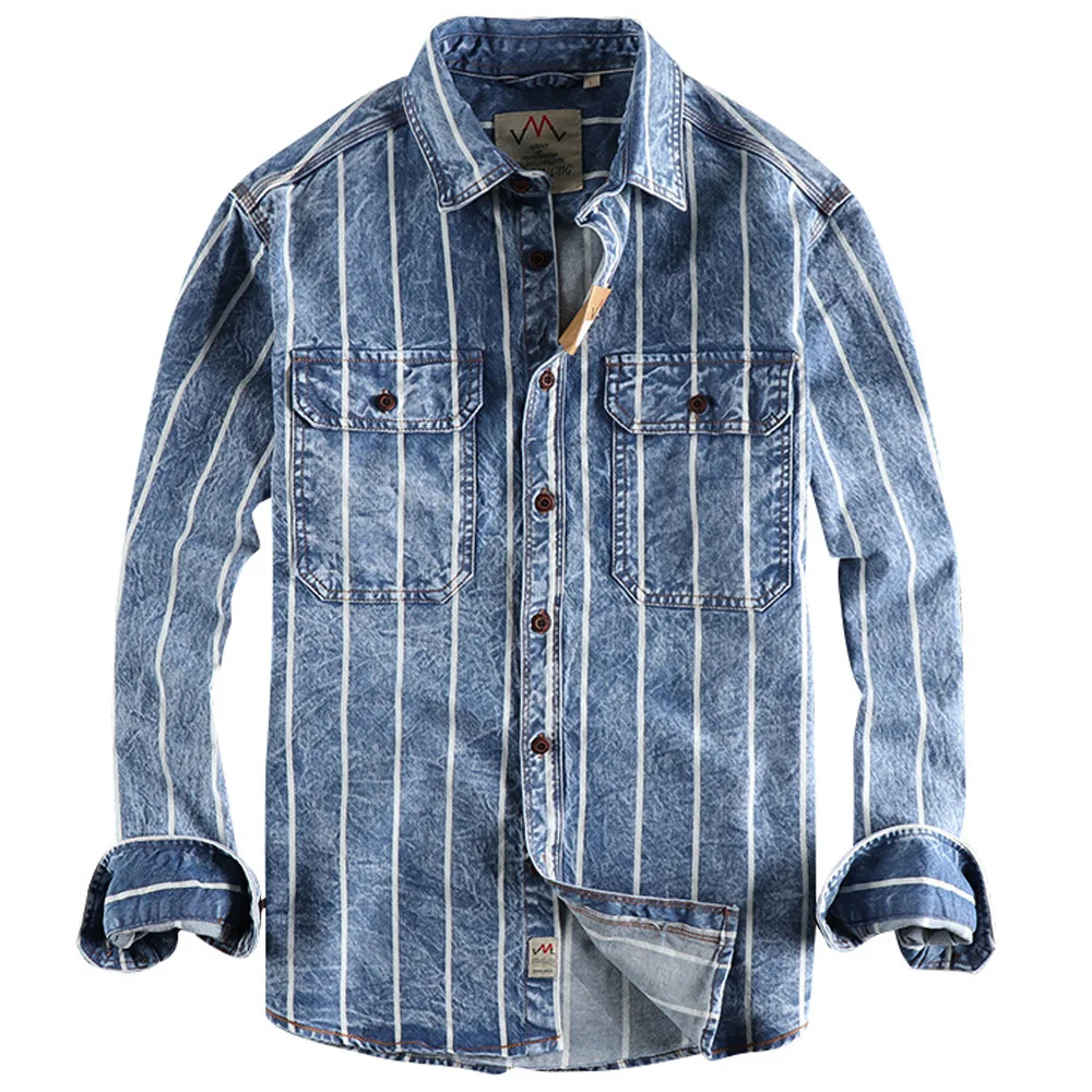 Arrivals Quality Mens New Jeans Shirt Spring Autumn Summer Coat Shirt Stripe Printed Business Top Tee Shirts Streetwear European