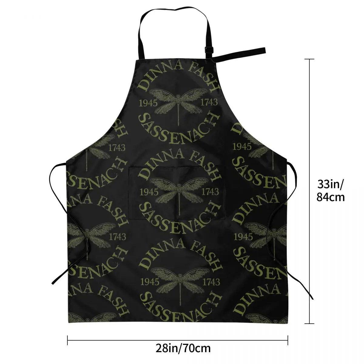 Dinna Fash Sassenach Dragonfly Outlander Green Design Apron Chef Cooking Cuisine Tablier Kitchen Cleaning Pinafore for Women Men