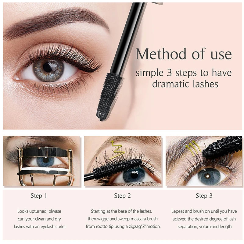 4d Dikker Lange Smudge-Proof Mollige Gecodeerde Oogzwarte Waterdichte Mascara Langdurige Curling Grote Oogmake-Up Tools Cosmetica