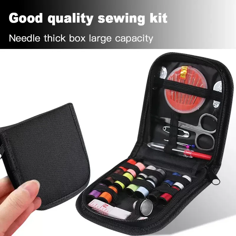 

1 Set 27-Pcs Portable Household Sewing Kit with Tool Box Sewing Thread Oxford ​ Set - Essential Sewing Supplies for Home Use
