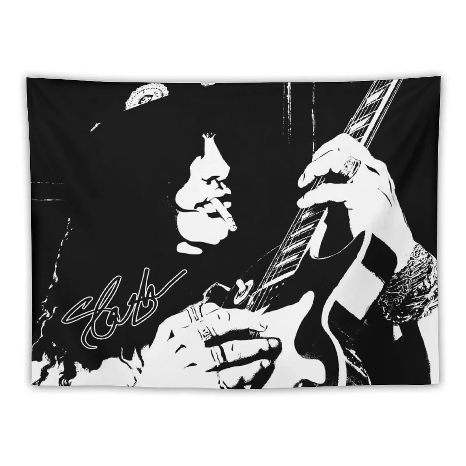 Legendary Rock Band Member a.k.a Guitar GOD Black Ink Media Poster Vector Pop Art Black And White Artwork V2 Tapestry