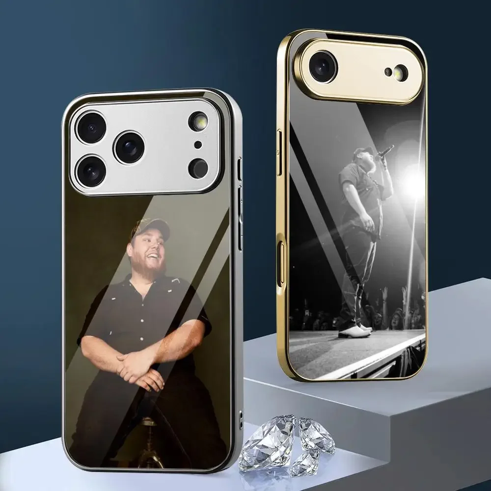 

L-Luke C-Combs Singer Phone Case For iPhone 17 16 15 14 13 12 Pro Max Plus Electroplated Metal Bumper Shockproof Case