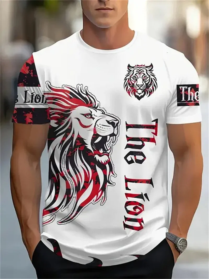 Men's Tiger King Print T Shirt Neon Purple Blue Tiger Graphic Tee Short Sleeve Casual Streetwear Top