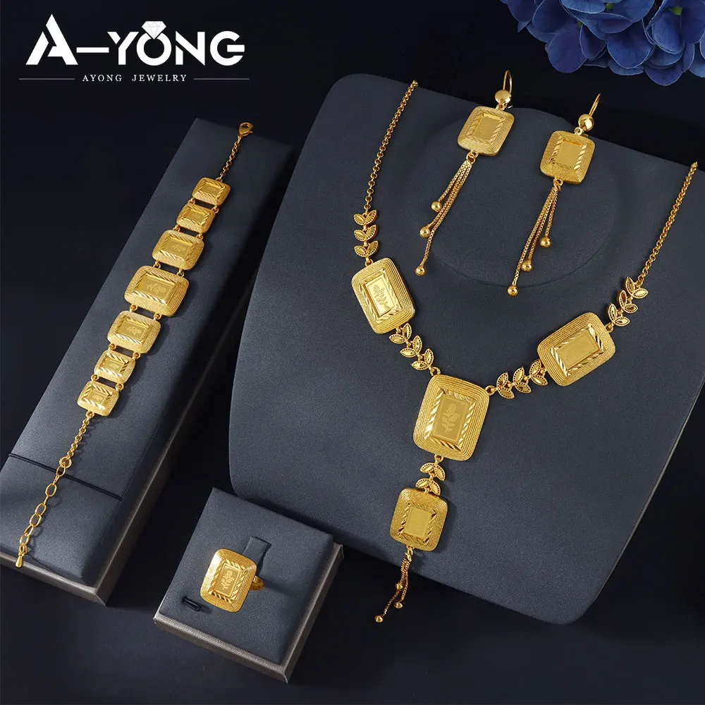 Dubai 24k Gold Jewelry Set Nigeria Luxury Bridal Wedding Banquet Necklace Saudi Kurdish Women Gorgeous Coins Jewelrys