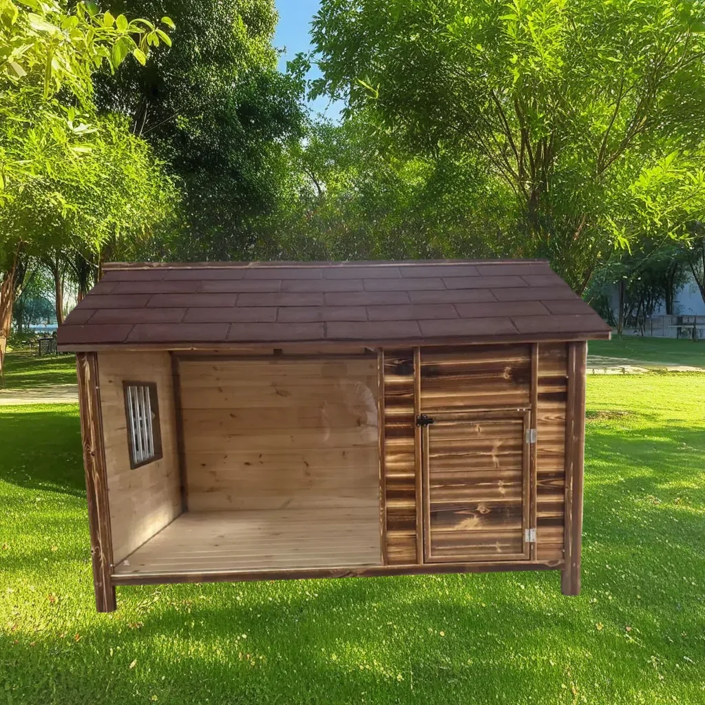 Outdoor solid wood rainproof cat house doghouse  universal in all seasons, windproof and warm, rainproof and cold-proof