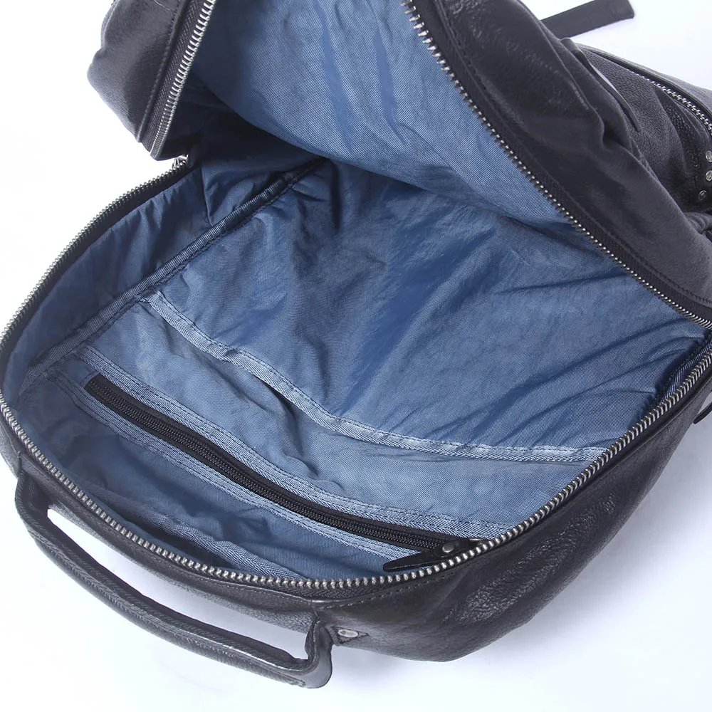 S.WORKER Lässiger Rucksack aus echtem Rindsleder, Herren-Laptop-Rucksack, Tagesrucksack mit großer Kapazität, Reisetasche, Schultasche – Detail 13