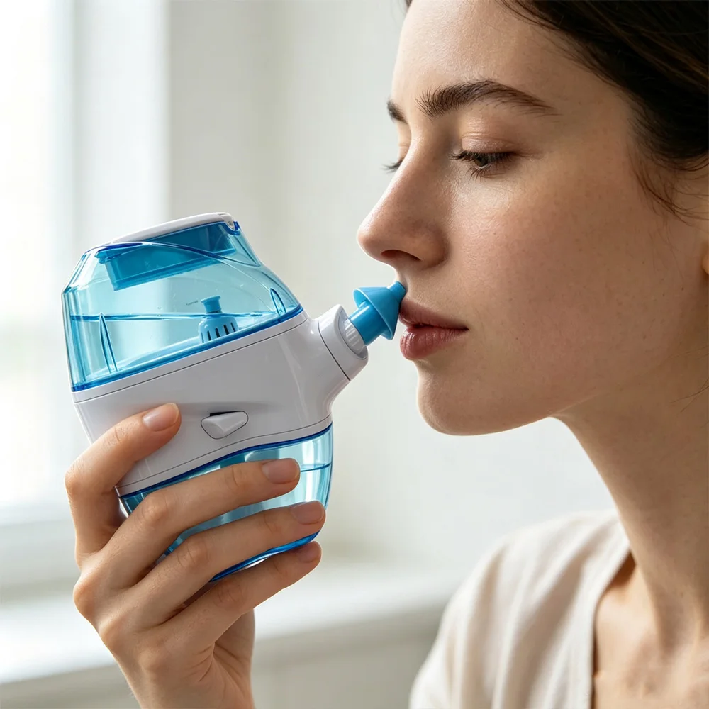 Nettoyeur nasal électrique rechargeable, irrigateur nasal, 360 °   Dispositif de lavage profond de la cavité nasale pour éliminer la saleté nasale