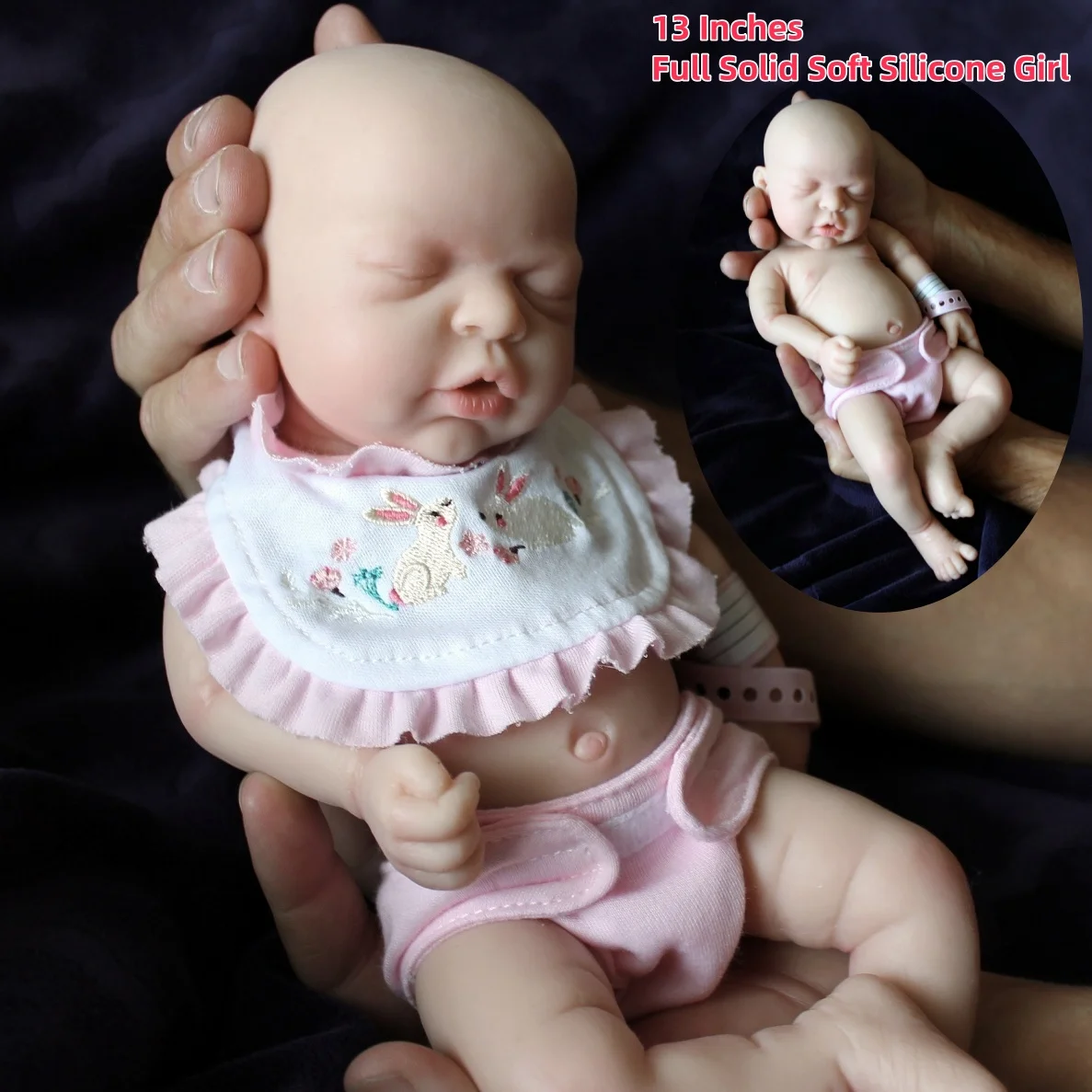 

13Inch Painted Silicone Bebe Girl Full Body Solid Silicone Reborn Doll Washable Newborn Reborn Baby Doll Toys Corpo De Silicone