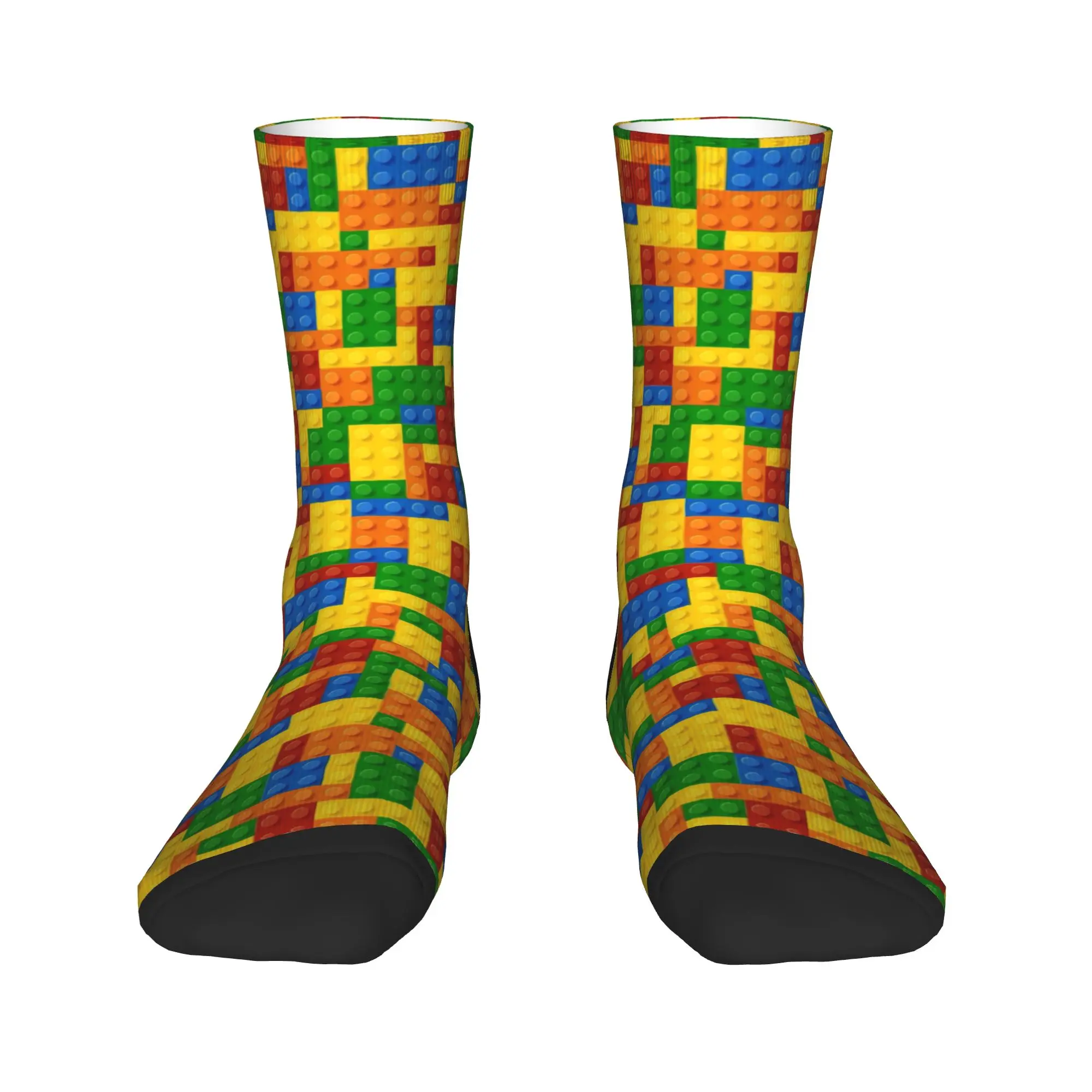 Colorful Brick Print Building Blocks Stockings Men  Socks Quality Elegant Socks Winter Cycling Anti Slip Printed Socks Gift Idea