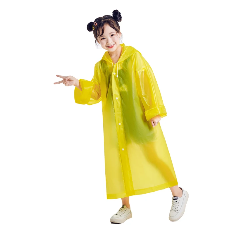 High Quality Eva Children Raincoat Waterproof Transparent Thickened Camping Hiking Boys and Girls Non-disposable Raincoat Set