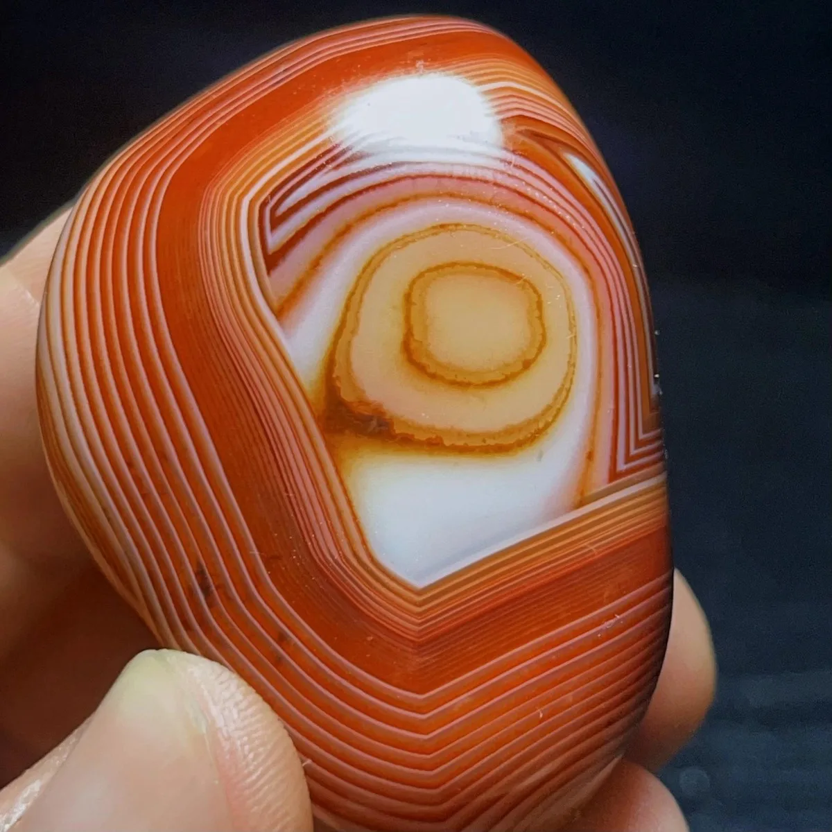 Crystal Clear Banded Agate Worry Stone, Sunset Tone, Tumbled Polished, Gift Giving, Natural Stone, Table Display, Desk Decor