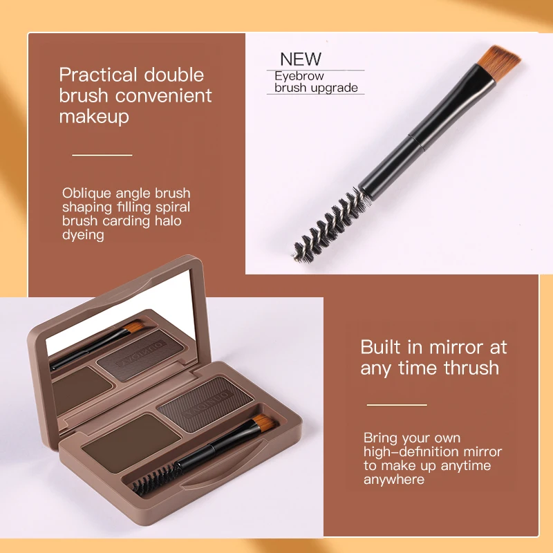 2 Colors Eyebrow Powder Palette with Brush Waterproof Sweat Resistant Brow Enhancers Nose Shadow Contour Powder Makeup Cosmetics