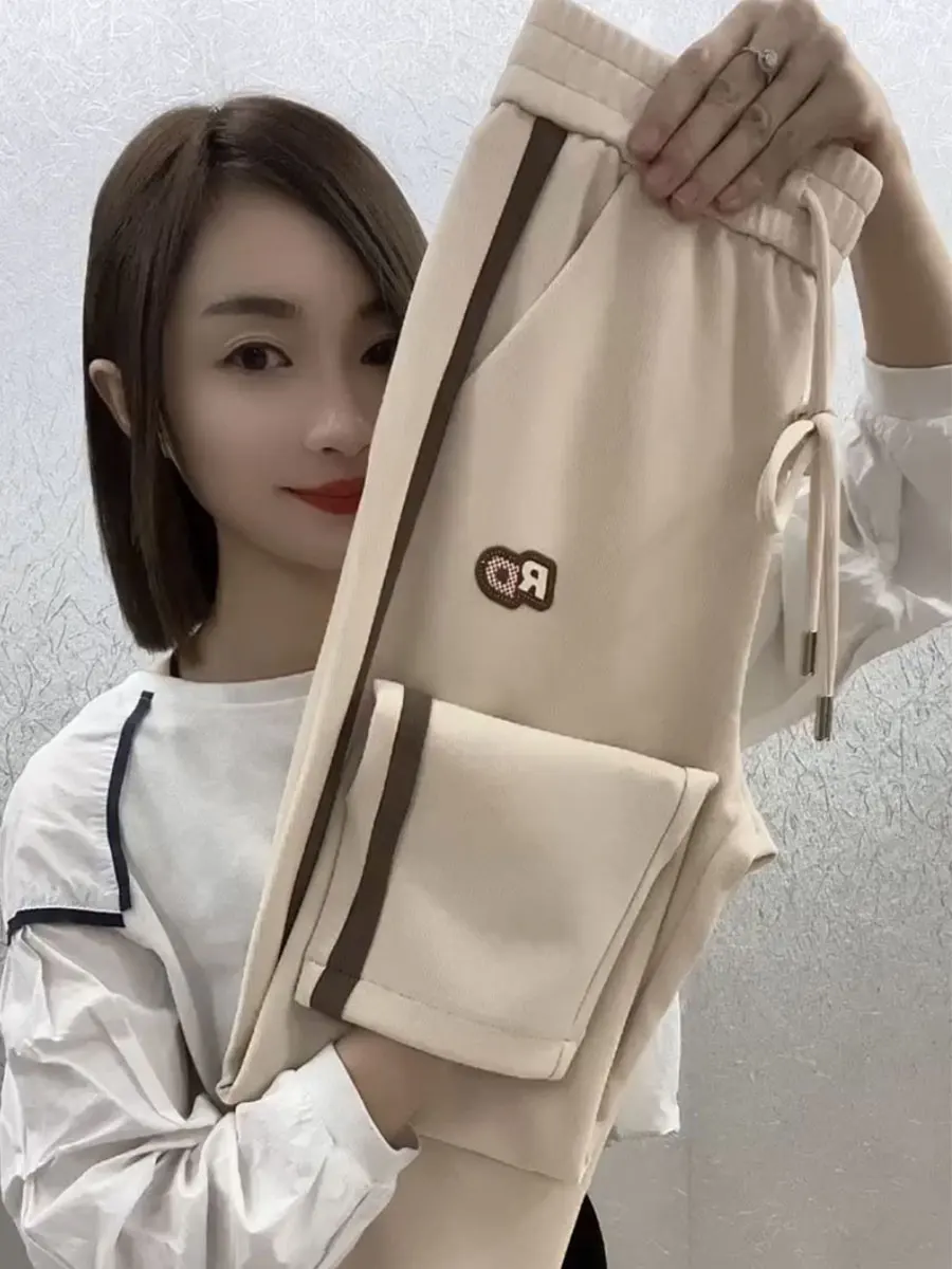 

Весна 2025: Женские свободные прямые брюки с высокой талией, эластичные, в корейском стиле, длинные, комфортные, универсальные