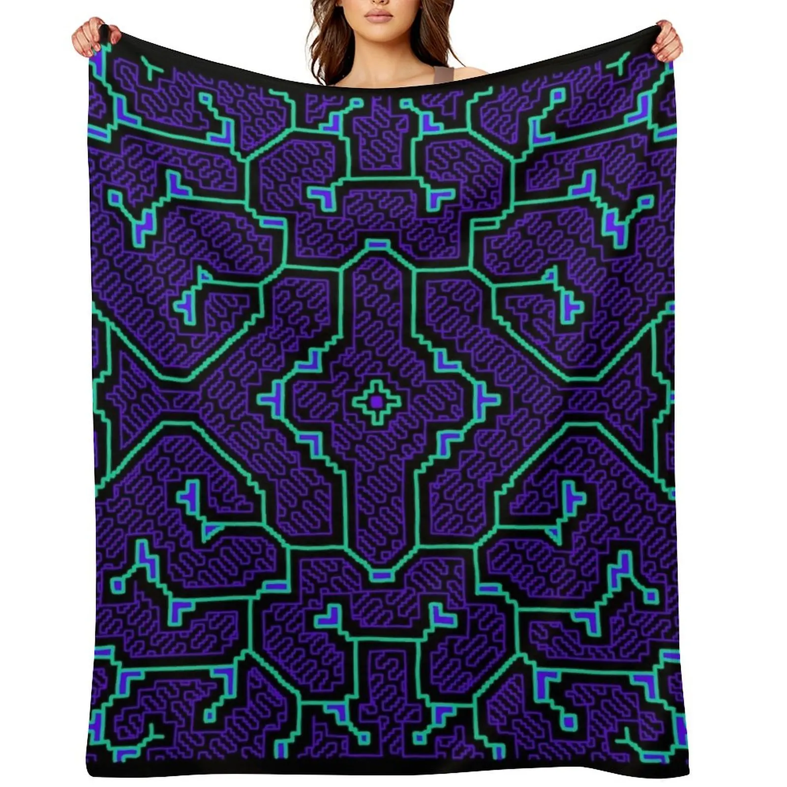 

Hand drawn Shipibo art | Sacred Geometry Throw Blanket Sofa Throw Custom Luxury Throw Blankets
