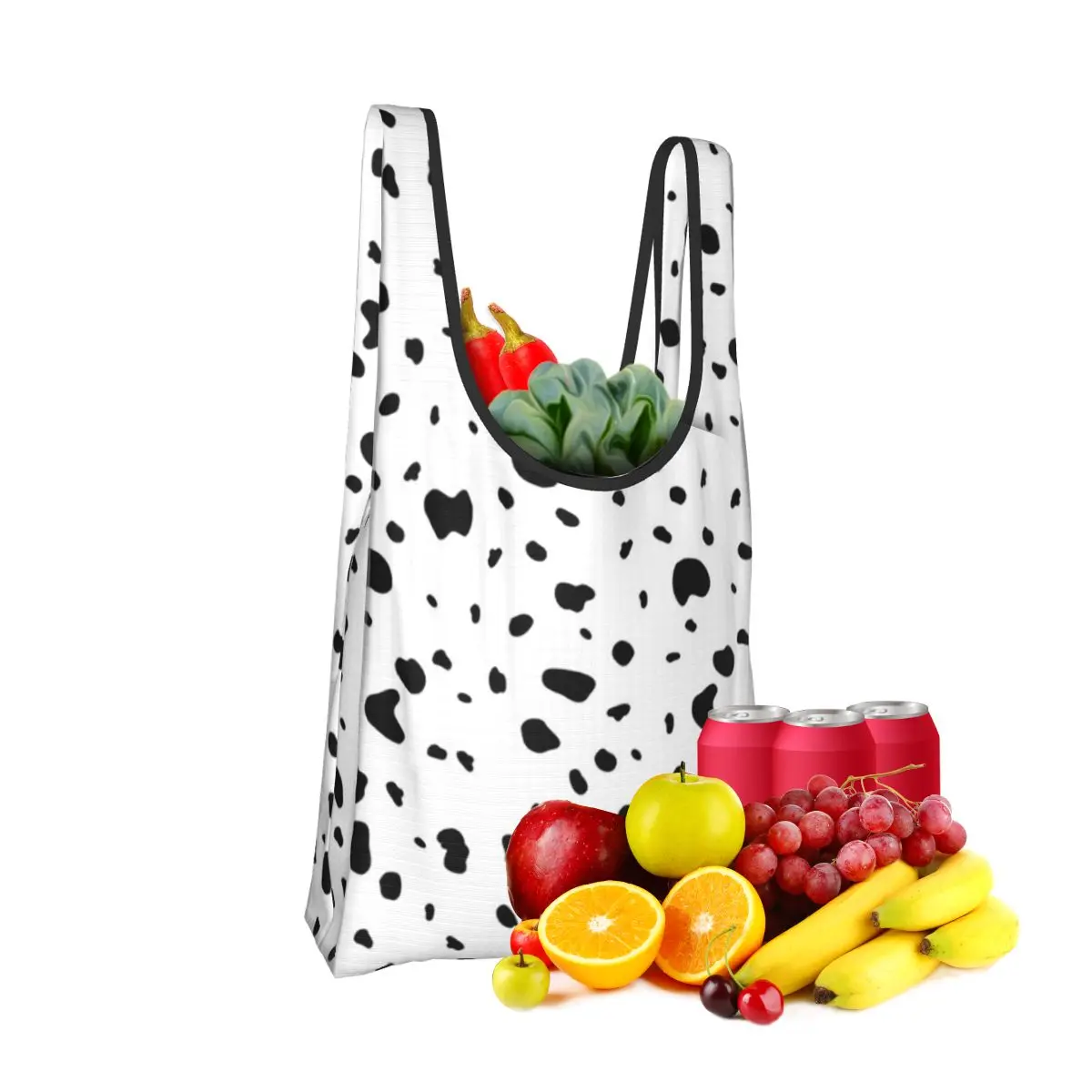 

Dalmatian White And Black Dalmatian Dog Print Shopping Bag Portable Tote Bags Foldable Shoulder Shopper Bag Grocery Handbag