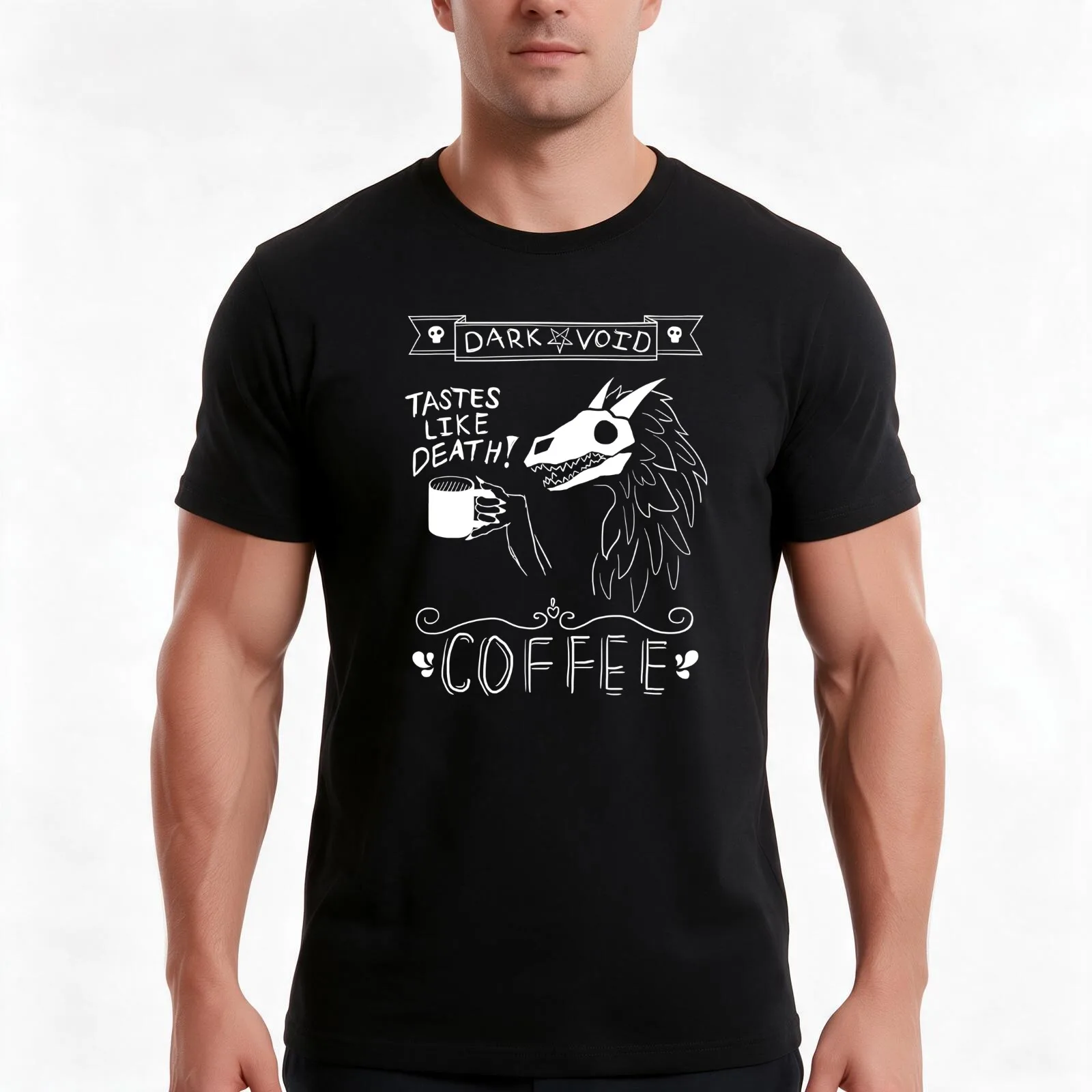 Dark Void Coffee T-Shirt Summer Casual Cotton Tee Oversized Streetwear Tops Vintage Graphic Print Loose Fit Short Sleeve